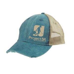 Project3R Teal Blue ICON Distressed Trucker Hat