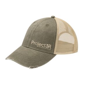 Project3R Olive Green Distressed Trucker Hat